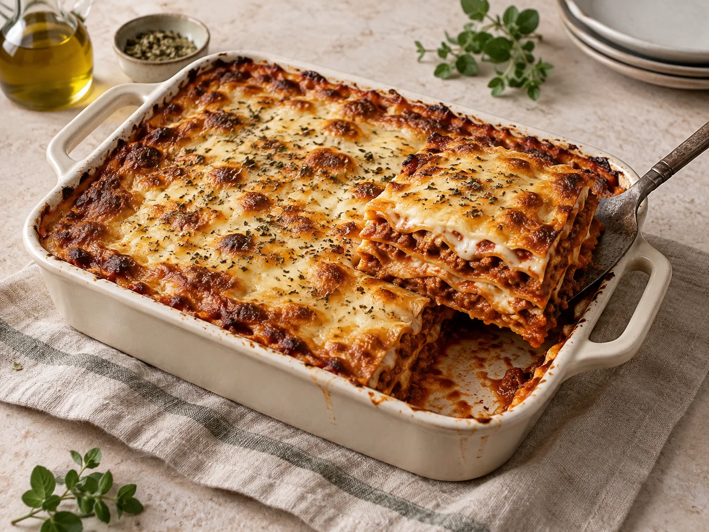 Lasagne, ready to serve
